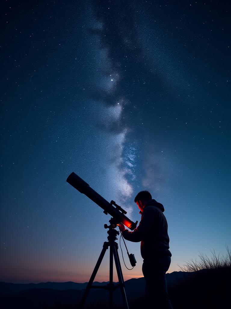 Observación astronómica con telescopio